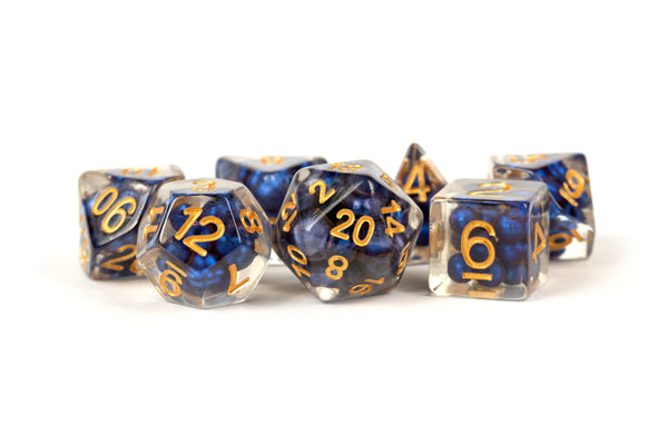 7-Die Set 16mm Resin Pearl: Royal Blue w/ Gold Numbers