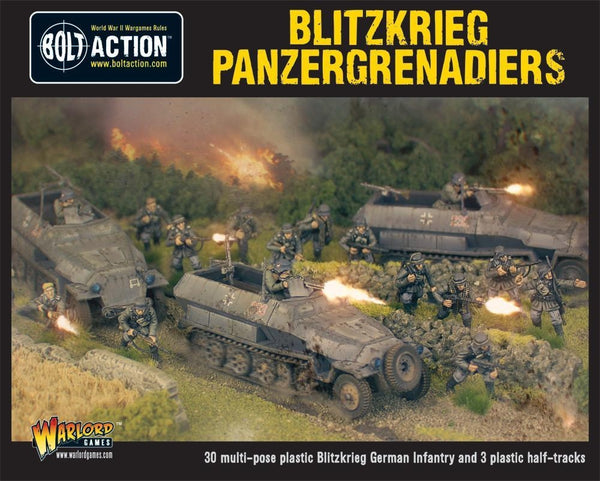 Blitzkreig Panzergrenadiers (30 Blitzkrieg German infantry +3 plastic Sd.Kfz 251/1 half-tracks)