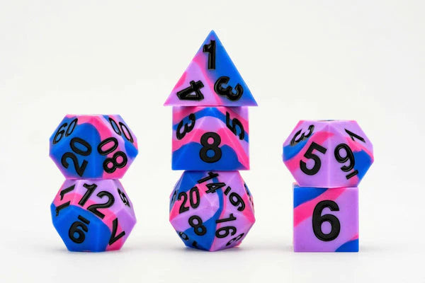 16mm Pride Sharp Edge Silicone Rubber Poly Dice Set: Bisexual (7)