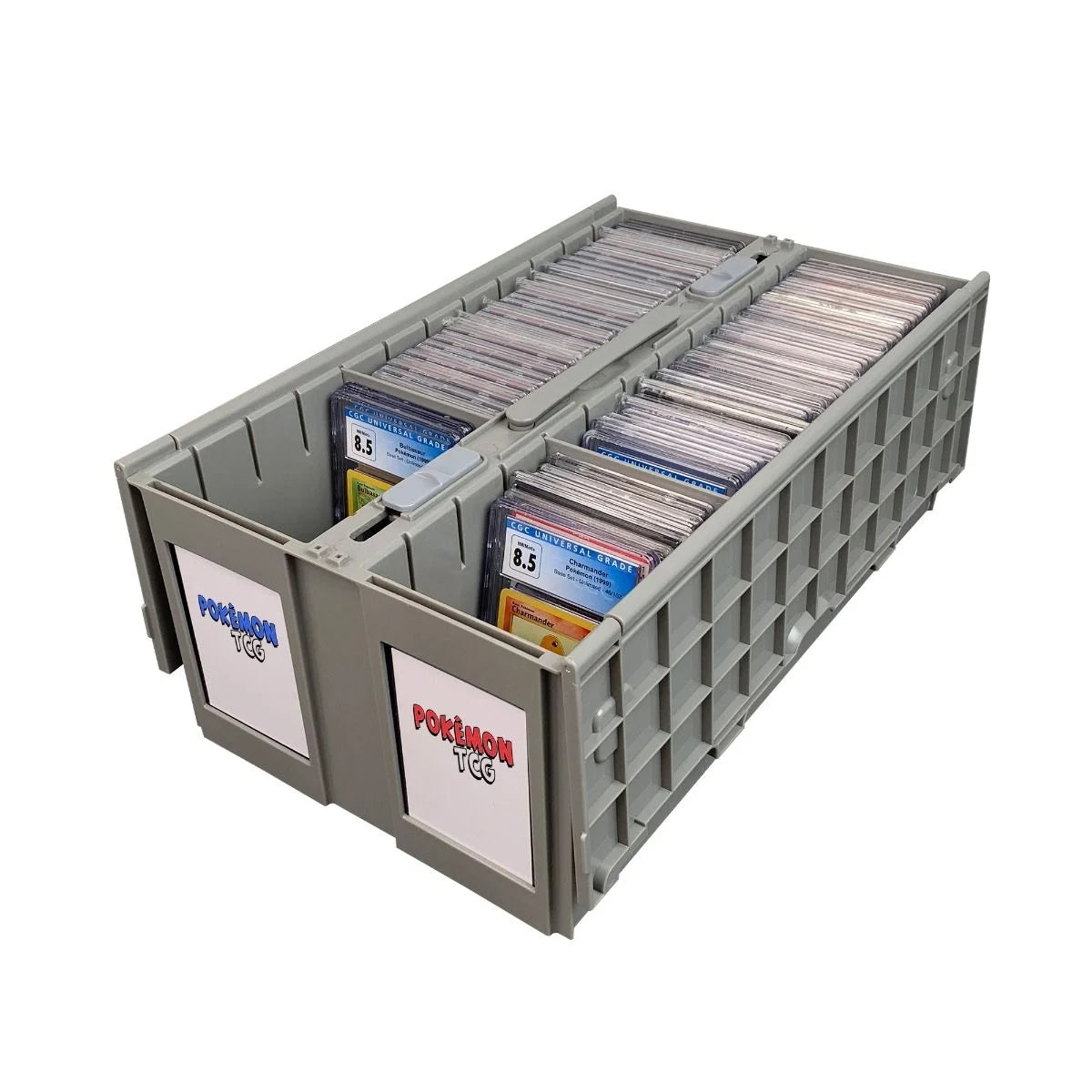 bcw graded card box BCW: Graded Card Bin - 2 Row - Gray