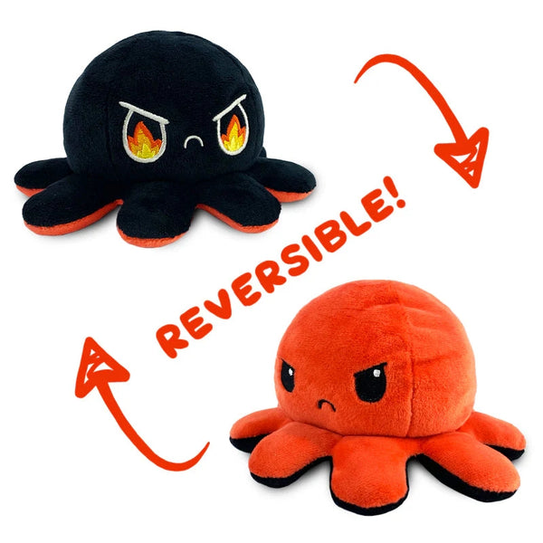 BIG Reversible Octopus Plushie: Angry Red and RAGE Black