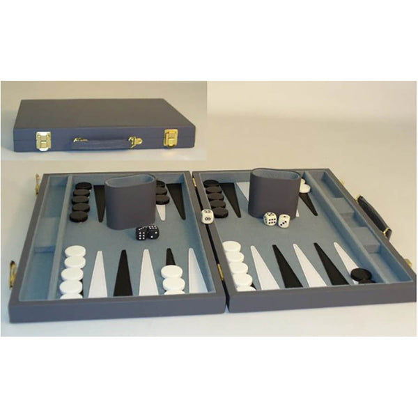 Backgammon: Gray Vinyl 15-inch Set with Briefcase
