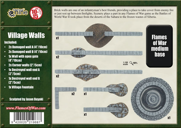 Battlefield in a Box: European - Village Walls (x10), Full Painted Terrain