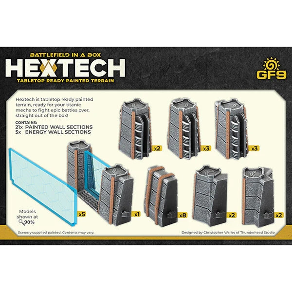 Battlefield in a Box: Hextech - Trinity City Energy Walls (x26) - Grey/Blue