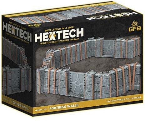 Battlefield in a Box: Hextech - Trinity City Fortress Walls (x24) - Grey
