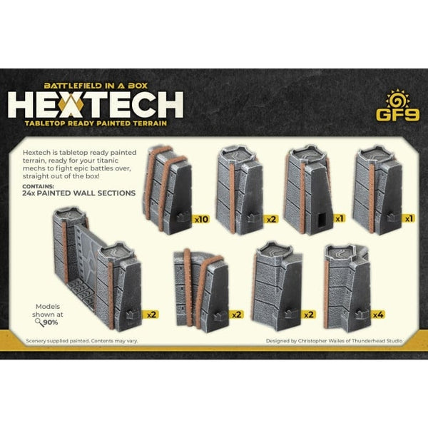 Battlefield in a Box: Hextech - Trinity City Fortress Walls (x24) - Grey