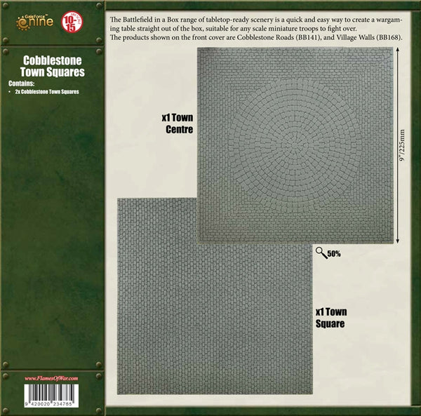Battlefield in a Box: Travel - Cobblestone Town Squares (x2), Full Painted Terrain,