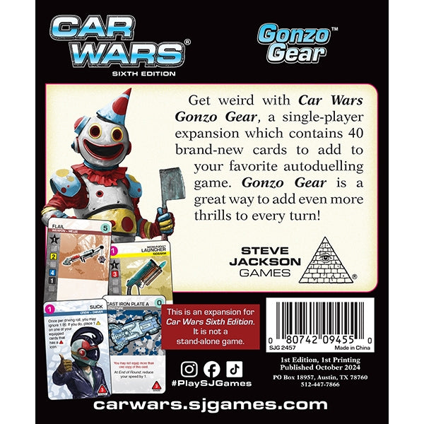 Car Wars (6th Ed): Gonzo Gear Single-Player Expansion