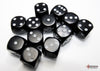 Chessex: Opaque 16mm D6 Black/White (12)