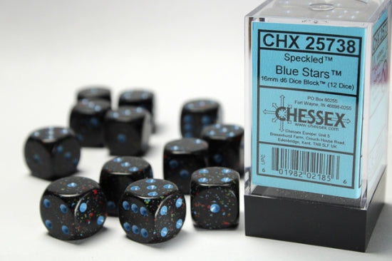 Chessex: Speckled - 16mm D6 Blue Stars (12)