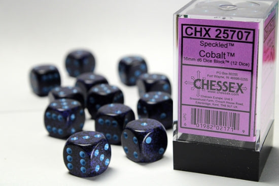 Chessex: Speckled - 16mm D6 Cobalt (12)