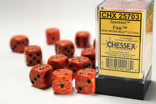 Chessex: Speckled - 16mm D6 Fire (12)