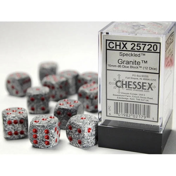 Chessex: Speckled - 16mm D6 Granite (12)