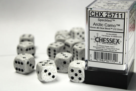 Chessex: Speckled - 16mm Pip D6 Arctic (12)