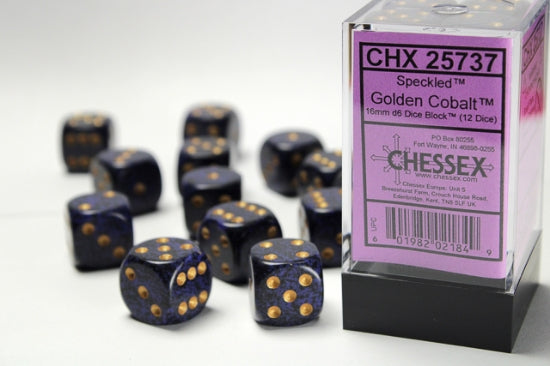 Chessex: Speckled - 16mm Pip D6 Gold Cobalt (12)