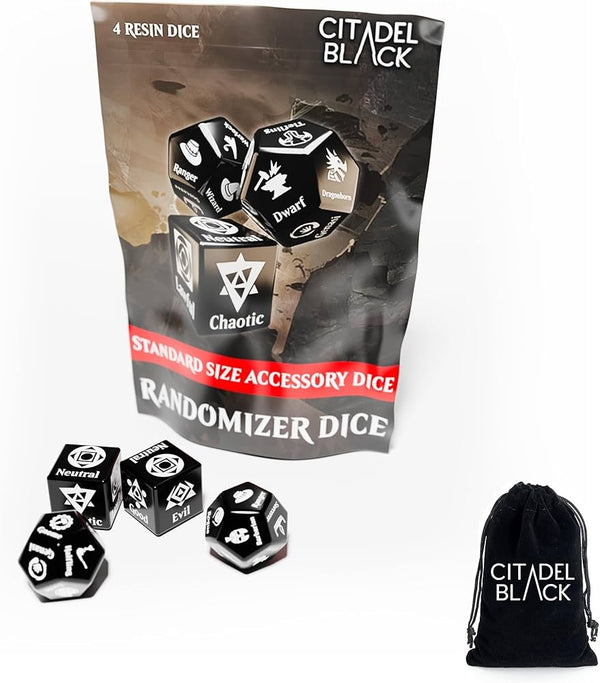 Citadel Black: Randomizer Dice Set (Randomize Class, Race, & Alignment for Characters or NPCs)