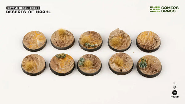 Gamers Grass: Battle Ready Bases - Deserts of Maahl (Round 25mm x10)