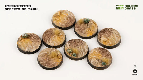 GamersGrass: Battle Ready Bases - Deserts of Maahl (Round 32mm x8)
