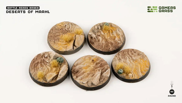 Gamers Grass: Battle Ready Bases - Deserts of Maahl (Round 40mm x5)