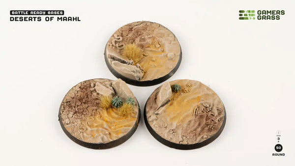 Gamers Grass: Battle Ready Bases - Deserts of Maahl (Round 50mm x3)