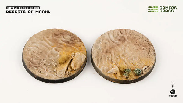 Gamers Grass: Battle Ready Bases - Deserts of Maahl (Round 60mm x2)