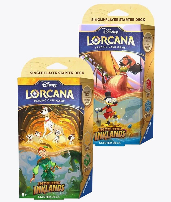 Disney Lorcana: Into the Inklands Starter Deck Set of 2 (Ruby & Sapphire, Amber & Emerald)