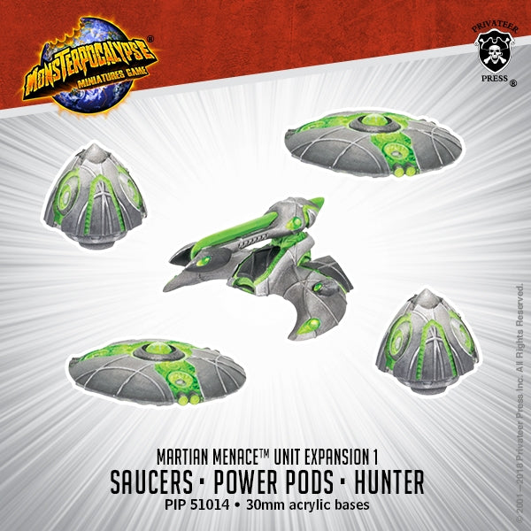 Monsterpocalypse: Martian Menace Unit - Saucers, Power Pods, & Hunter