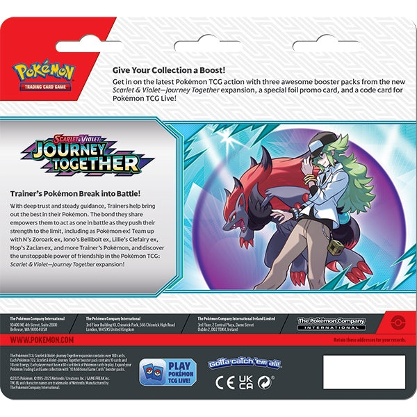 Pokemon TCG: Scarlet & Violet 09 Journey Together- 3-Booster Blister [Scrafty] (presale)