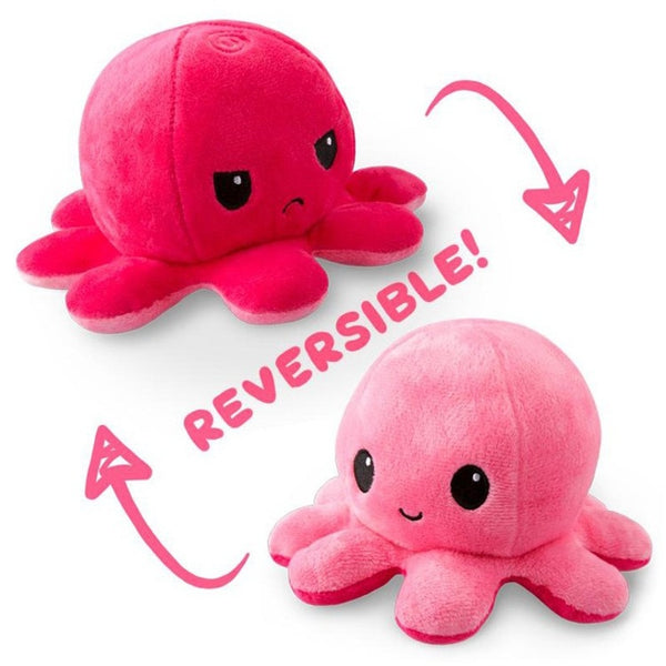 Reversible Octopus Plushie: Happy Light Pink and Angry Pink