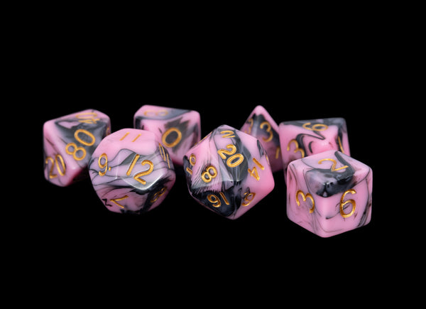 7-Die Set 16mm: Pink/Black with Gold Numbers