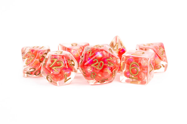 7-Die Set 16mm Resin Pearl: Red w/ Copper Numbers