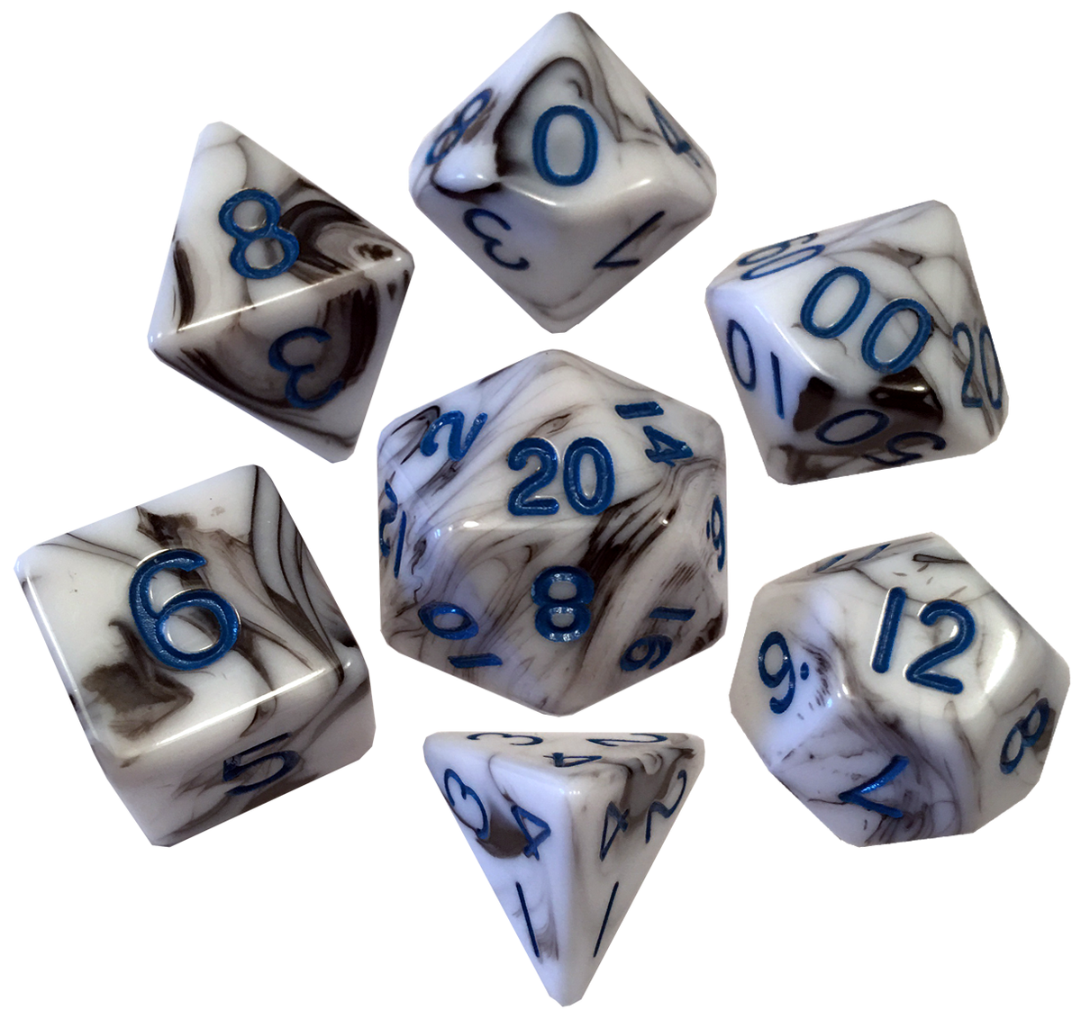 7-Die Set Marble: Marble/Blue | Lazarus Games