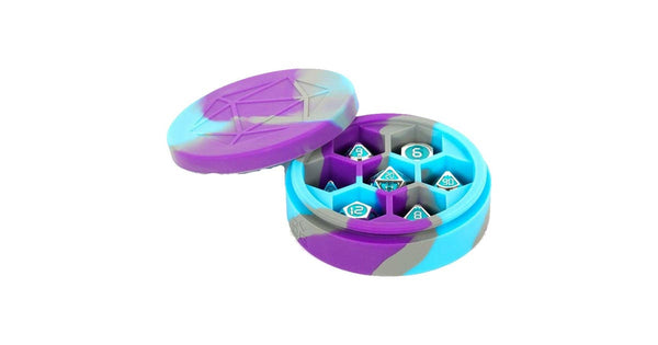 Dice Case: Silicone Round Case- Purple/Gray/Light Blue