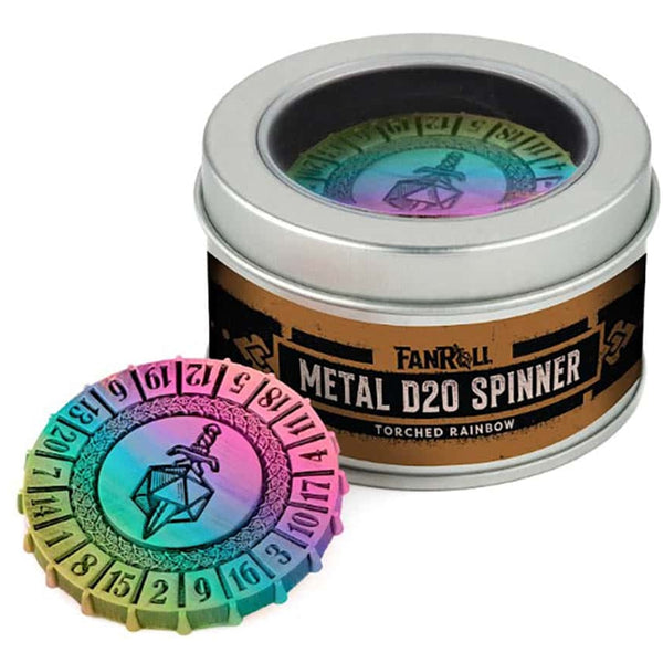 Spinner: d20 Metal Spinner- Torched Rainbow